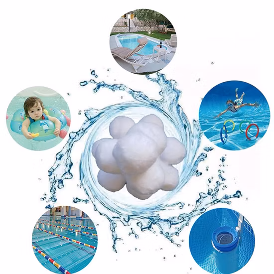 Filterbälle für kristallklares Wasser im Pool. Umweltfreundlicher Ersatz für Quarzsand und Filterglas